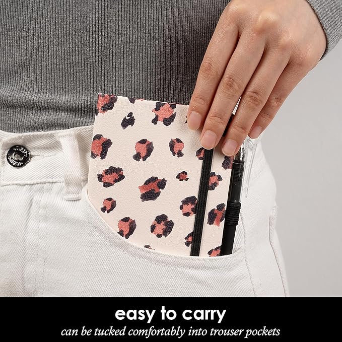 Small Journal Notebook, 3 Pack Mini Pocket Notepad with Pen, A6 (3.7" x 5.7") Leopard Cover Lined Notebook Journals for Women, 100GSM Paper, Prefect for Office Home School Supplies