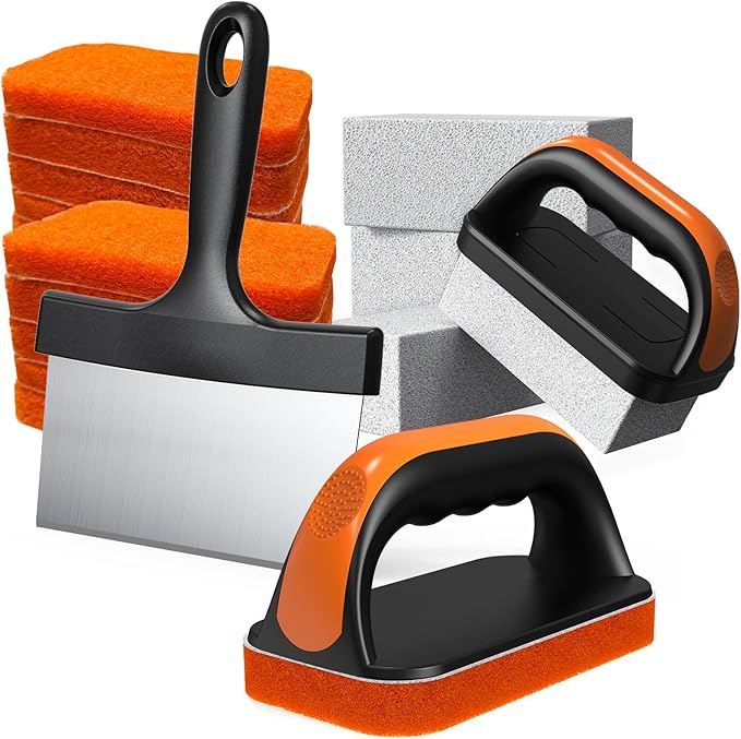 19 in 1 Griddle Cleaning Kit for Blackstone Accessories, Flat Top Grill Cleaning Kit w/Griddle Scraper, 4 Grill Stone, Griddle Brush Easy to Remove Stain - 5060