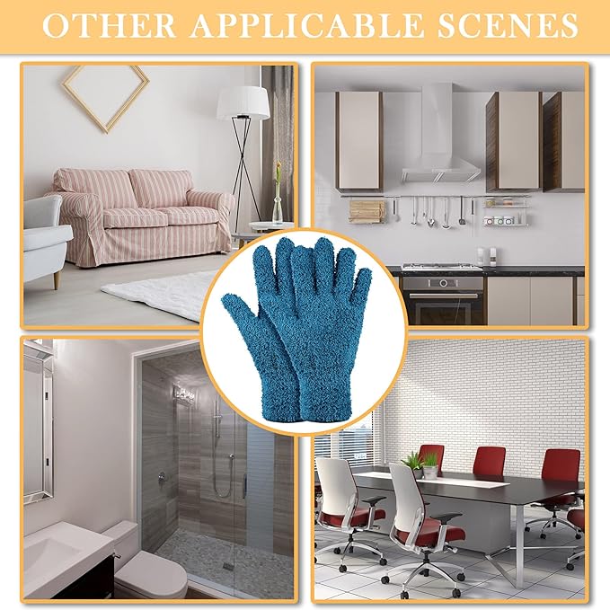 Patelai 3 Pairs Microfiber Plant Dusting Gloves Leaf Cleaning Gloves for Indoor Plants, Blinds, Furniture, House (Medium, Dark Blue, Gray, Khaki)