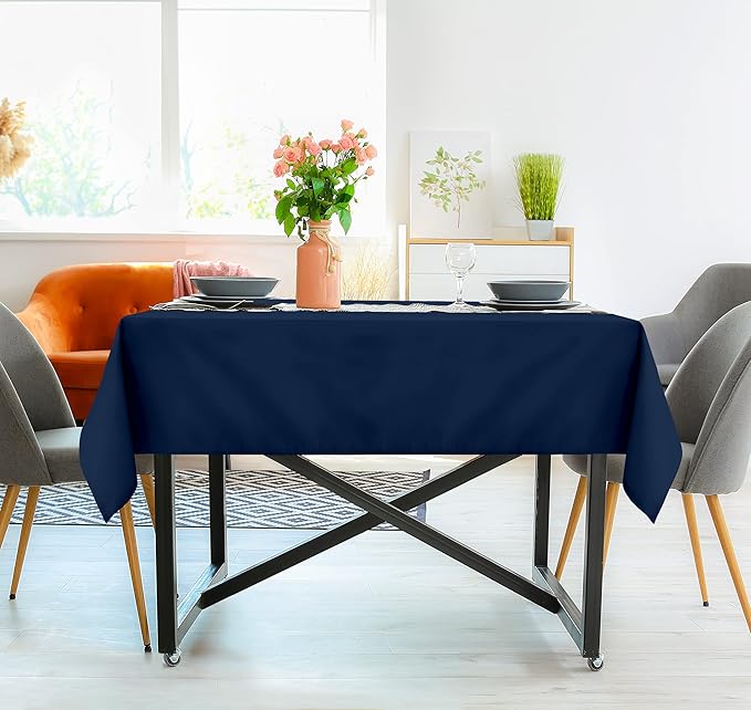 Utopia Kitchen Rectangle Table Cloth 2 Pack (54x54 Inches, Navy Blue), Machine Washable Polyester Table Cover for Dining, Buffet Parties, Picnics, Events, Weddings and Restaurants