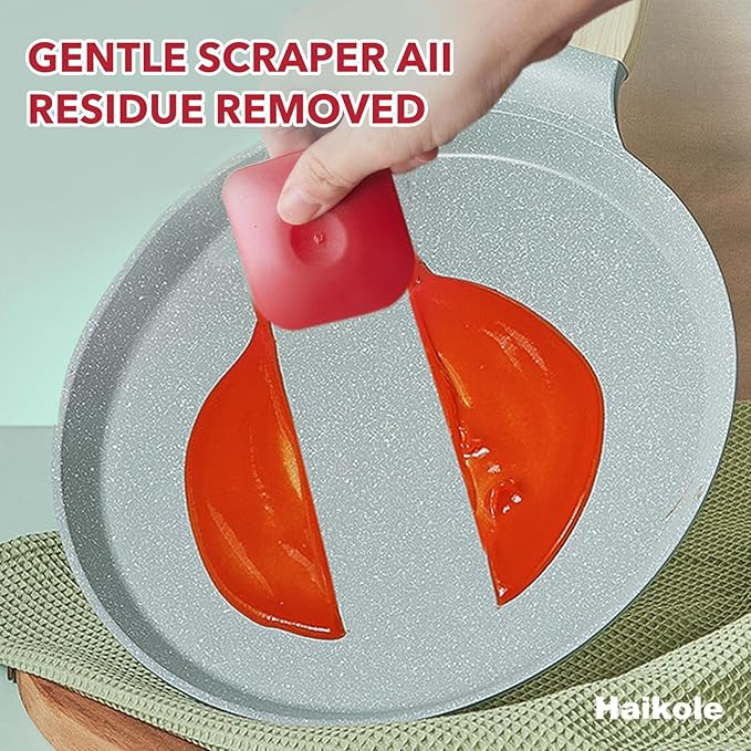 Pan Scraper 5PCS Plastic Scraper Set,Food Scraper Tool for Cast Iron, Pot and Pan Cleaning,Pan Scraper Tool for Cleaning Grease Burnt Food,Scraper Tool Kitchen (5, Red)