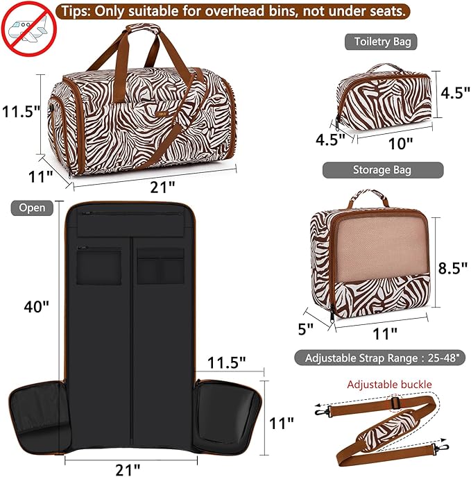Convertible Garment Bags for Travel - Carry on Garment Duffle Bag with Backpack Straps for Men Women, 4 in 1 Large Travel Duffel Bags with Shoes Compartment Hanging Suit Dress Weekender Bag 3pcs Set