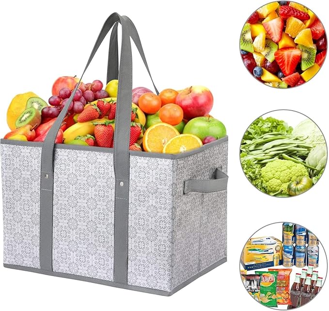 WISELIFE Reusable Grocery Bags [3 Pack], Large Grocery Tote Bag Water Resistant Shopping Bags Foldable Grocery Bag for Clothes, Shoes and Picnic