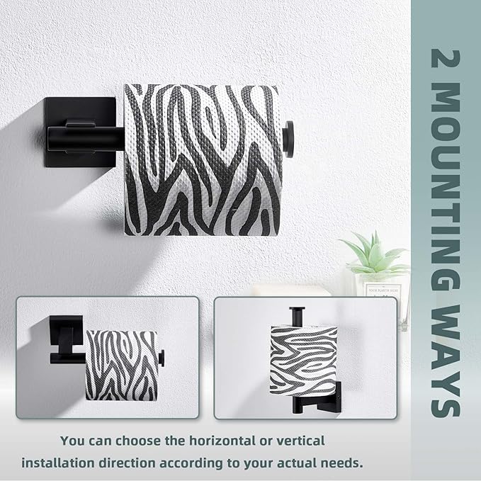 Suyar Matte Black Toilet Paper Holder Wall Mount, SUS 304 Stainless Steel Toilet Roll TP Holder for Bathroom