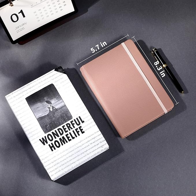 CAGIE Textured Hardcover Lined Journal for Women and Men, A5 Leather Journal Notebook with 256 Pages, 100GSM Paper – College Ruled Journaling Notebook for Writing, Work, School, Daily Diary