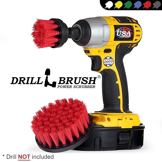 Drill Brush Outdoor Cleaning Attachment - Headstone Cleaning and Restoration - Concrete Stain Remover - Outdoor Garden Scrubber - Porch and Patio Scrubbing Tools - Garden Equipment - Stiff Brush Clean