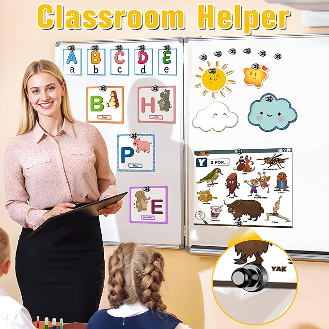 VNDUEEY 40Pcs Black Refrigerator Magnets, Strong Whiteboard Magnets, Fridge Magnets for Adults, Small Magnet for Kitchen, Office, School, Locker, ISO9001VN1214