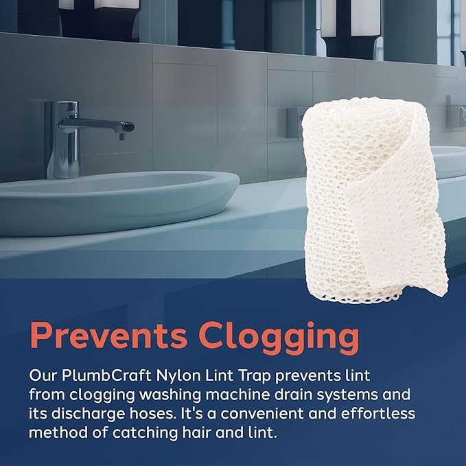 PlumbCraft Nylon Lint Trap for Hose Ends for Washing Machine Drain Systems, Laundry Hair Catcher Alternative to Aluminum Fixture, Nylon Lint Catcher for Washing Machine Drain Hose