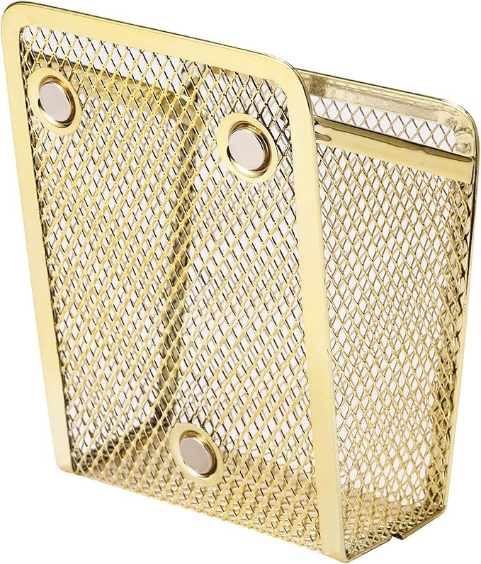 Magnetic Pencil Holder,Mesh Stainless Steel Pen Basket, Metal Writing Utensil Storage Organizer for Whiteboard,Blackboard,Kitchen, Locker, Home, or Office