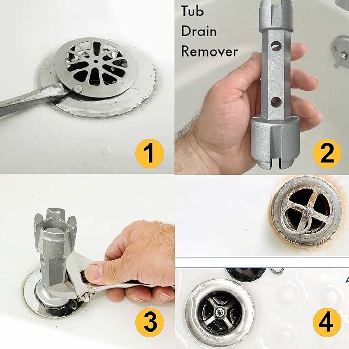 Hanpex Tub Drain Remover Wrench - Dual Ended for Bath & Shower Drains, Closet Spuds - Heavy Duty Aluminum