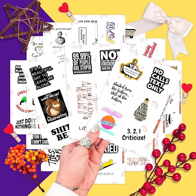 BulbaCraft 100Pcs Snarky Stickers, Sarcastic Stickers - Demotivational Decals for Water Bottle and Laptop - Unmotivational Decals, Gifts for Women & Men