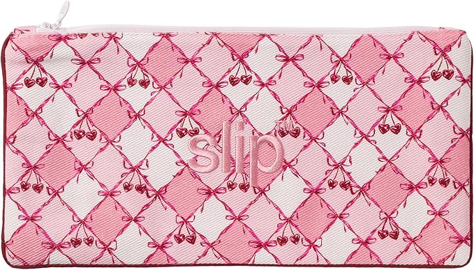 slip Lovely Lashes Gift Set – Cutie Pie Edition – Crimson Pure Silk Contour Sleep Mask with Lace Trim & Complimentary Travel Case – Lash-Friendly, Light-Blocking Eye Mask