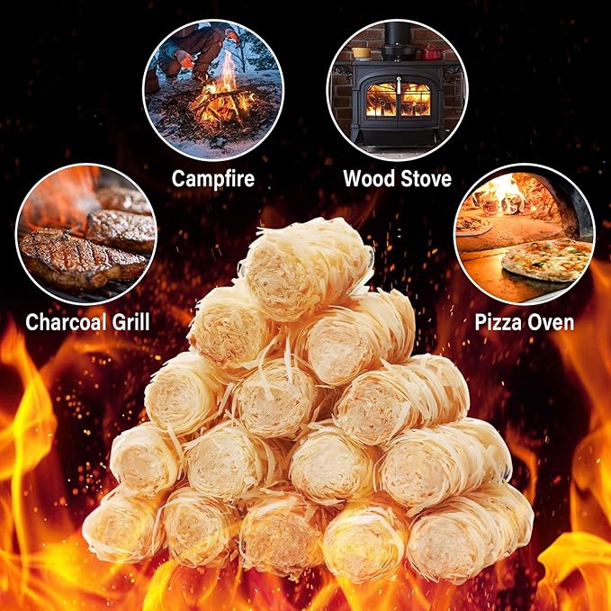 HGD Natural Fire Starters (128 Pcs) - Waterproof & Odorless Charcoal Starters for Fireplace, Campfire, BBQ, Grill, Fire Pit, Wood & Pellet Stove, Chimney, Pizza Oven & Smoker - Indoor & Outdoor Use