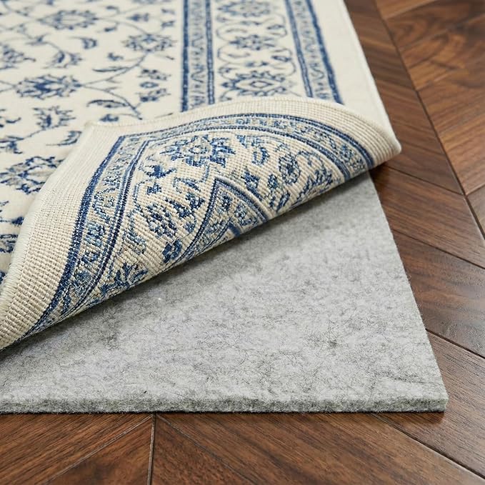 WELL WOVEN Premium 1/4" Thick Felt Rug Pad 5x5 Square - Non Slip Rubber Backing for Hard Floors & Carpet - Easy Cut to Size for Custom Fit - Superior Cushioning & Floor Protection Shield
