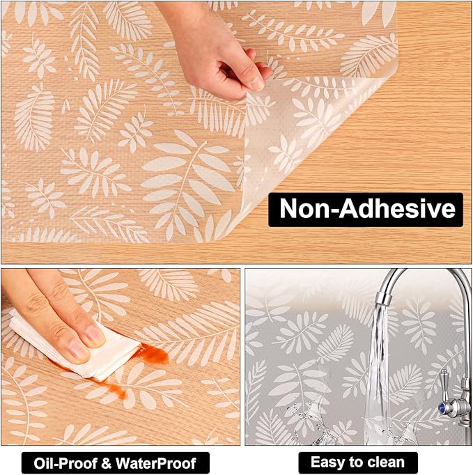 Cooyes Shelf Liners for Kitchen Cabinets, Waterproof & Oil-Proof Kitchen Cupboard Mats, Non-Slip Drawer Mats, EVA Material Non-Adhesive Fridge Liner for Shelves (23.6" W x 236" L)