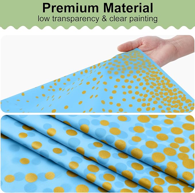 misaya 3 Packs Dot Disposable Table Cloth, 54 x 108 Inch Waterproof Plastic Tablecloth, Rectangle Gold Dots in Light Blue Table Covers for Picnic, Birthday, Party
