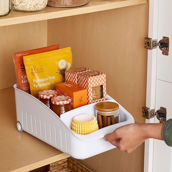YouCopia RollOut Pantry Drawer, 8", BPA-Free Storage Caddy for Kitchen Pantry and Cabinet Organization, Tea Bags, Medicine, and More, White