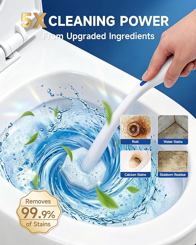 20 Count Toilet Wand Refills for Clorox, 5X Cleaning Power Toilet Bowl Wand Refills & High-Density Disposable Toilet Brush Scrubber - No Falling Apart, Instant Foam for Bathroom Cleaning