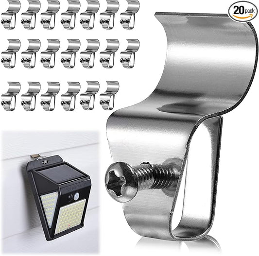 HUXOR 20 Pack Vinyl Siding Hooks for Solar Outdoor Lights, Clips for Hanging Motion Sensor Solar Security Light, Solar Powered Wall Lights, String Lights