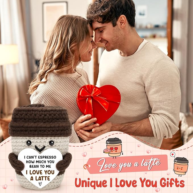 Agantree art Anniversary Women Men Her Him Gifts for Girlfriend Boyfriend Father s Day Gift for Husband Wife Birthday Graduation Coffee Lover Couple Crochet Coffee Mug Decor I Love You Her Dad