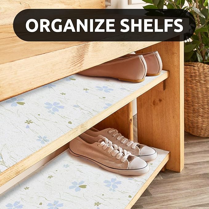 RAY STAR 12X120 Inch Shelf Liner for Kitchen Cabinets, Non-Adhesive Cabinet Liner Washable, PVC Drawer Liner for Dresser Non-Slip Bathroom (Floral)(5 Roll)