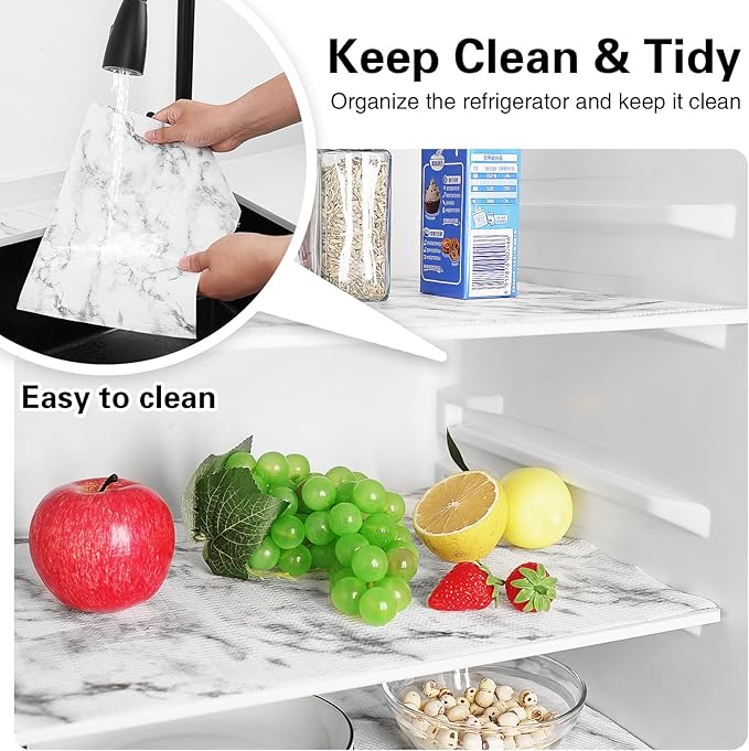 Drawer and Shelf Liner for Kitchen Cabinet,Non-Adhesive Cabinet Liner 18in x 10FT,Waterproof Shelf Paper Non-Slip Mats Cupboard Liners Contact Protect Dresser/Shelves/Table-Marble