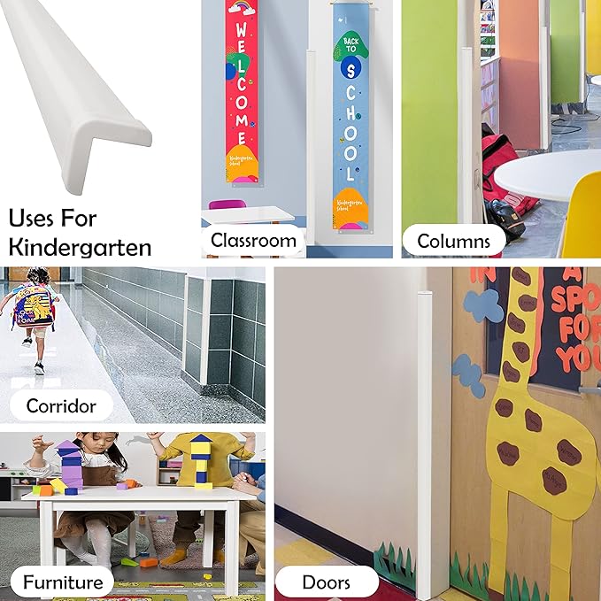 Rubber Bond Wall Corner Guard Edge Protector, 1x1x36 inch Baby Proofing Corner Guards | Self-Adhesive Furniture Edge Strips for Home & Office (15 Pack, White)