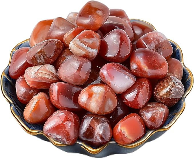 Polished Stone Set Carnelian Crystals, 0.8" Handpicked Tumbled Gemstones Rocks, Pebbles for Reiki, Chakra, Healing, Home Decor