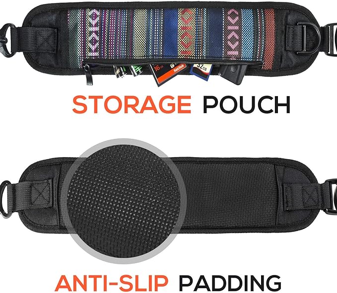 waka Camera Neck Strap with Quick Release and Safety Tether, Adjustable Camera Shoulder Sling Strap for Nikon Canon Sony Olympus DSLR Camera - Retro