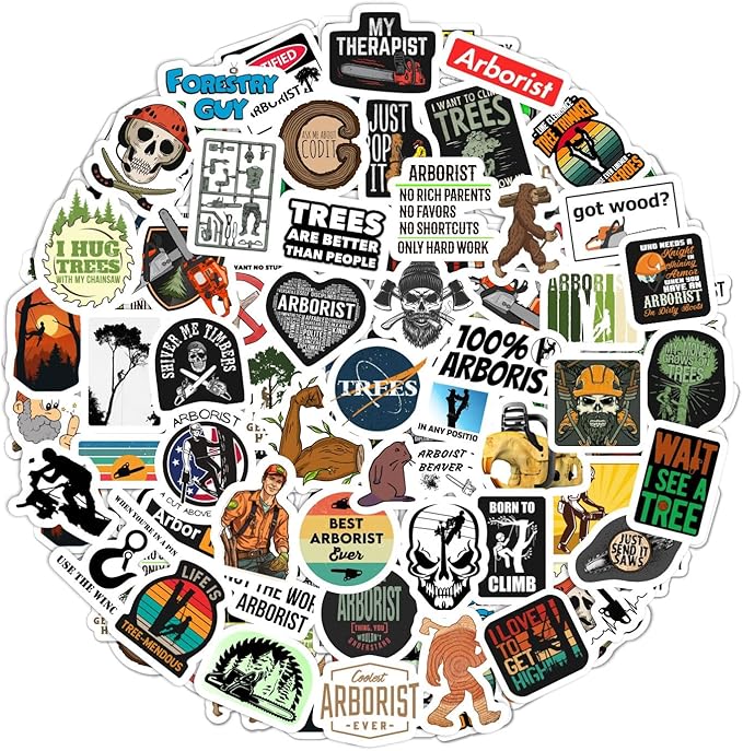 BulbaCraft Arborist Stickers for Water Bottle and Laptop - Nature Party Favors & Decorations, Waterproof Vinyl Tree Decals, Arborist and Forestry Stickers Laptop Decals, Gifts for Women & Men