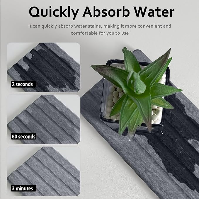 ZumenDa Set of 3 Diatomite Hand Soap Holder, Water Absorbing Stone Tray for Kitchen Countertop, Fast-Drying Bathroom Trays(1pcs 22 x 10cm + 2pcs 10 x 10cm Grey)
