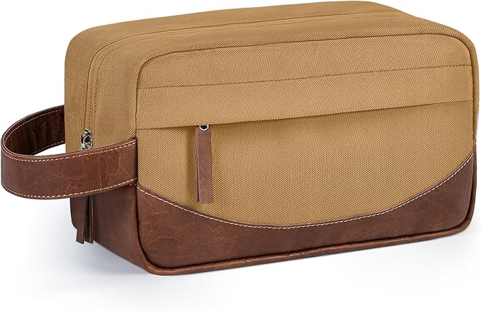 Ezday Travel Toiletry Bag for Men, Hanging Toiletry Organizer, Water Resistant Shaving Kit with Large Capacity for Travel Accessories (Brown, Medium)