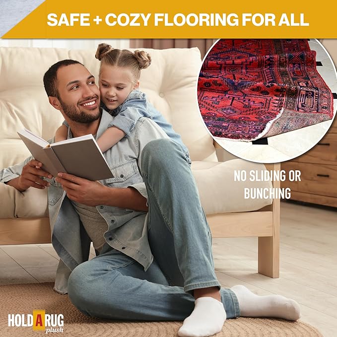 Hold-a-Rug Plush 8' Round Nonskid, Nonslip Rug Pad, Reversible Gripper, ¼ Thick, Safe for All Floors and Carpet, Keep Area Rugs Secure