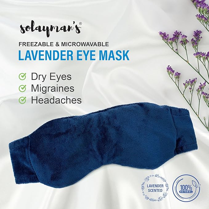 Weighted Lavender Eye Mask for Sleeping, Yoga, Dry Eyes - Great Relaxation Gifts for Mom, Dad, Women, Men - Aromatherapy Lavender Eye Pillow Gift (Navy Blue)