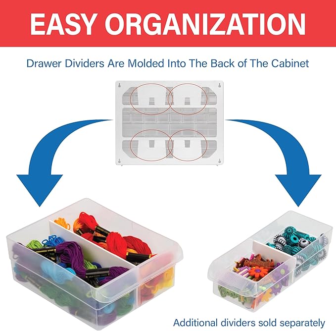 Akro-Mils 44-Drawer Plastic Drawer Storage Cabinet for Garage Organization, Bead Organizer, Building Bricks Storage, Teacher Toolbox, Makeup Organizer, 20" W x 6" D x 16" H, 10144 White