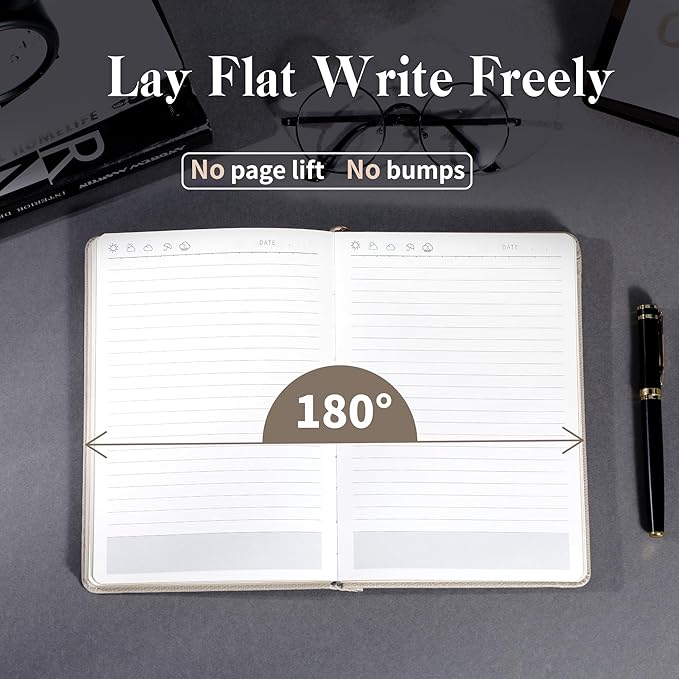 CAGIE Textured Hardcover Lined Journal for Women and Men, A5 Leather Journal Notebook with 256 Pages, 100GSM Paper – College Ruled Journaling Notebook for Writing, Work, School, Daily Diary