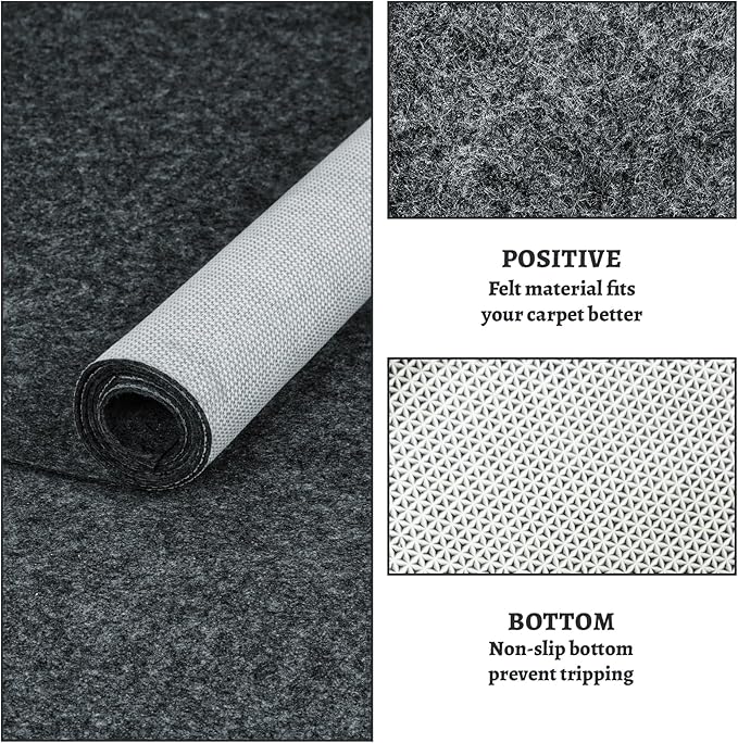100% Waterproof Rug Pad, 2x20 ft Area Rug Non-Slip Rug Pads, 1/4" Thick Carpet Pads for All Floors and Finishes, Felt Pad for Hardwood Floors, Keep Carpets in Place Soft and Secure