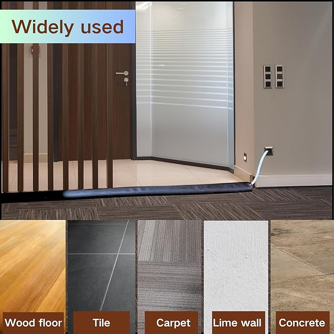 BEIEBIJOB 10ft Floor Cord Cover Self Adhesive Cord Hider Floor, Cable Cavity:0.61"(W) x 0.32"(H),Heavy Duty Cable Protector, Hide Extension Cords, Cable Management Hide Cords on Floor, Gray Wood