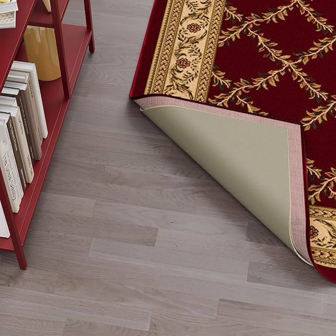Ottomanson Non Slip Rug Pad Grip 7x8 1/8 Thick, Protection for Any Flooring Surface, Keep Your Runner Rug and Area Rugs in Place, 7' x 7'8", Beige