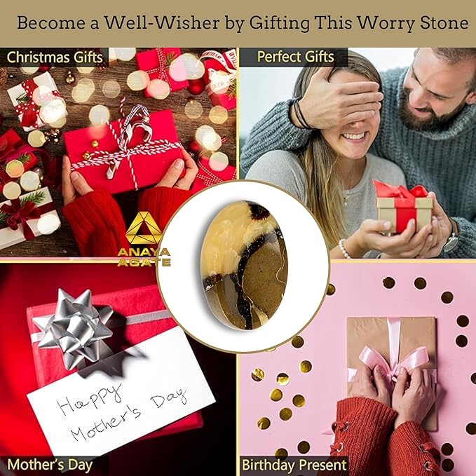 Septerian Worry Stones – Crystal Thumb Worry Stone for Anxiety, Stress – Relaxing and Soothing Balance Stones for Meditation, Stress Relief – Healing Stones and Crystals for Men and Women