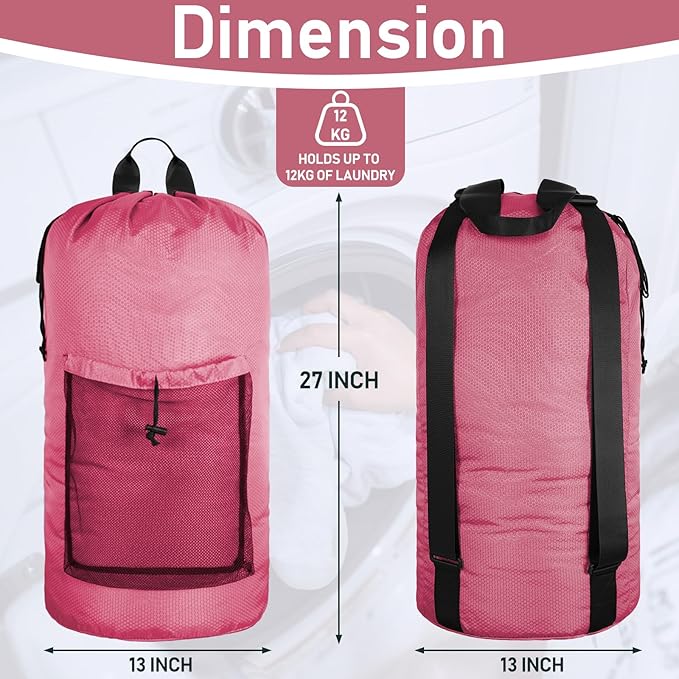 iaodia Laundry Bag Backpack Large Travel Laundry Bag with Adjustable Shoulder Straps Portable Laundry Hamper for College, Dorm, Apartment Camp