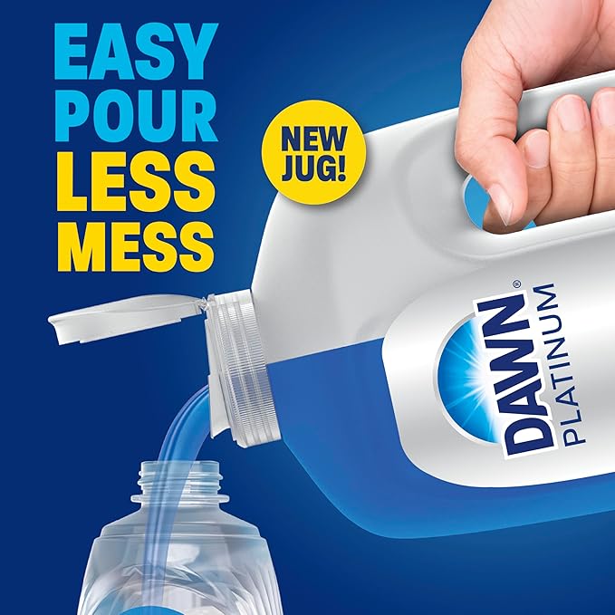Dawn Platinum Dish Soap Fresh Rain Scent Liquid Dishwashing Detergent, Powerful Dawn Dish Soap for Tough Grease Removal, 30 oz