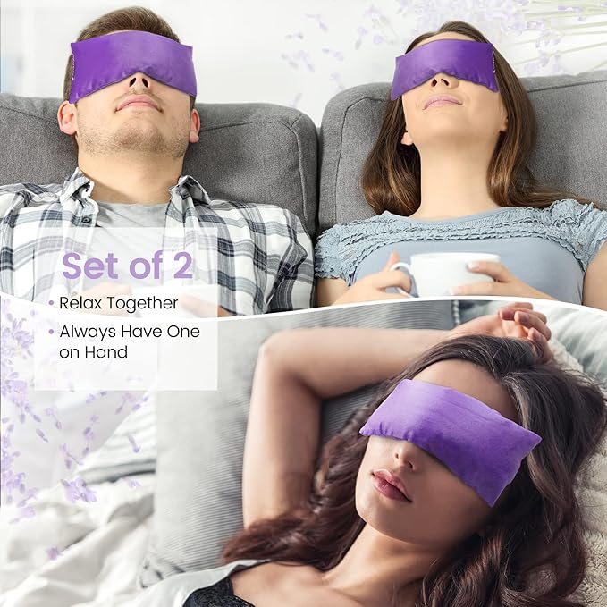 SuzziPad Lavender Eye Pillows for Relaxation with Aromatherapy, Weighted Mask for Sleeping, Hot & Cold Therapy Compress for Dry Eyes, Yoga Meditation Pillow, Purple, 4 Packs