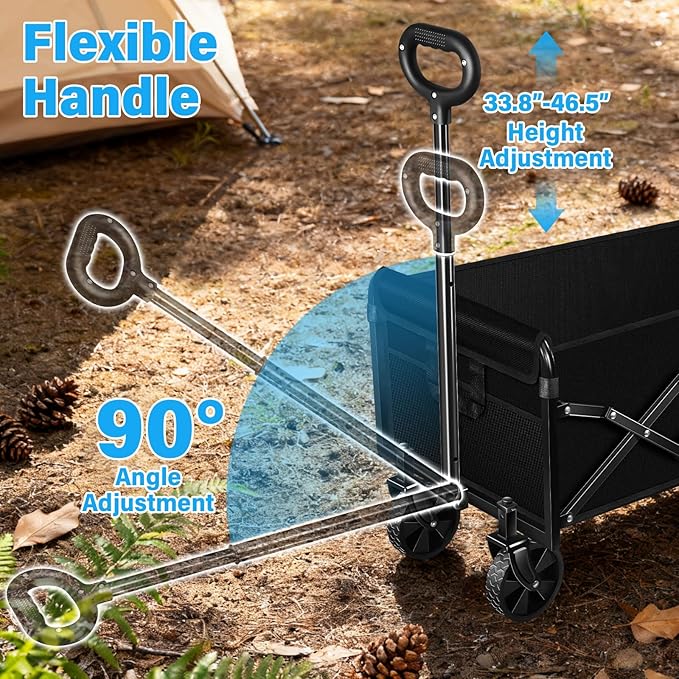 Wagons Carts Foldable, Collapsible Wagon with Wheels, 360LBS Folding Grocery Wagon Cart for Grocery, Camping, Shopping, Garden, Sports