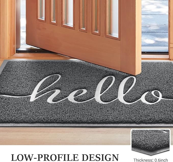 Door Mat (32"x20",Dark Grey), Welcome Mat Low Profile Front Doormat Non Slip Mats for Entryway, Patio, High Traffic Areas