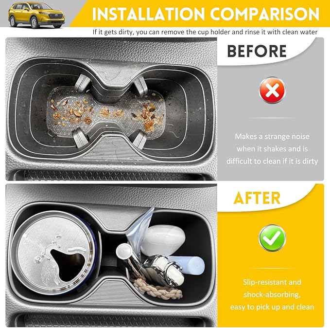 Cup Holder for 2023-2025 Honda CRV Center Console Cup Holder Insert TPE Cupholder Coaster Liner for 2023 2024 2025 CR-V Interior Accessories Black
