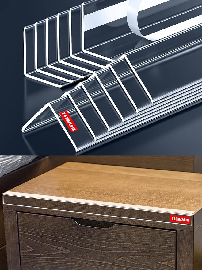 12PCS Clear Self-Adhesive Night Stand Corner Protectors，Corner Guards & Edge Protector for Wall Door Frame Cabinet Baseboard & Door, Table, Stair (3x60cm/1.18x23.62in)
