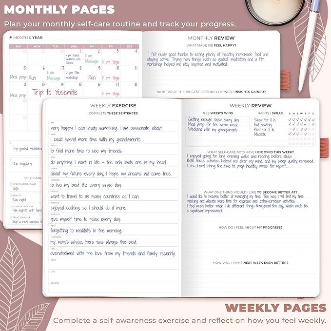 Clever Fox Self-Care Journal – Wellness & Daily Reflection Notebook – Mental Health & Personal Development Journal – Self-Care, Meditation & Mood Journal for Women & Men – Large (Rose Gold)