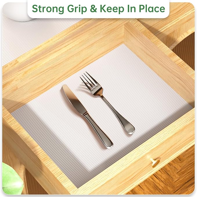 Shelf and Drawer Liner for Kitchen Cabinet, Non-Adhesive 12in x 240in Waterproof Durable Thickened EVA Material Easy-to-Cut Contact Paper Non Slip Mat for Refrigerator, Cupboard, Dresser