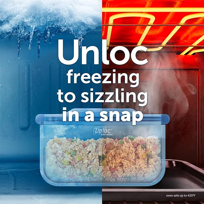 Ziploc Endurables Medium Pouch, 2 Cups, Reusable Silicone Bags and Food Storage Meal Prep Containers for Freezer, Oven, and Microwave, Dishwasher Safe (Pack of 4)